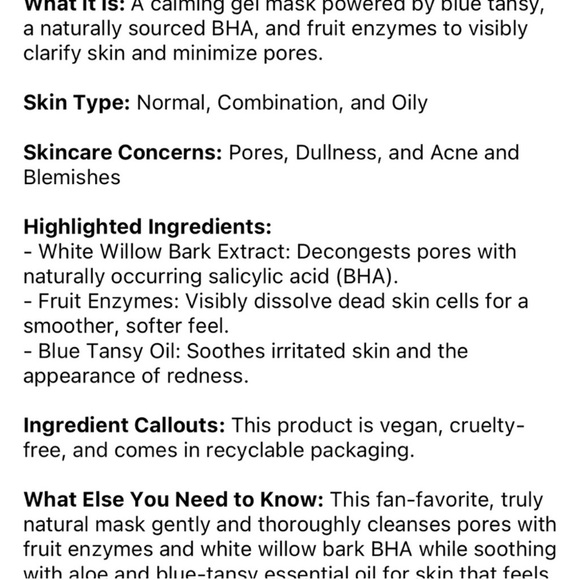 🆕 HERBIVORE Blue Tansy Invisible Pores Resurfacing Clarity Face Mask BOTANICALS - Picture 6 of 8